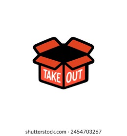 take out red box sticker tshirt vector illustration template design