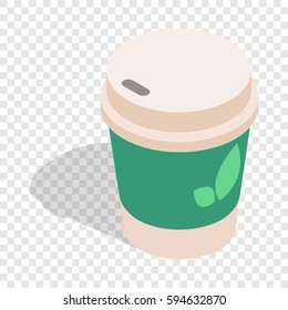 Take out tea cup isometric icon 3d on a transparent background vector illustration