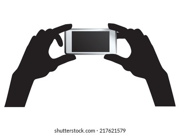 Take A Photo By Mobile Phone Vector Design