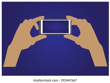 take a photo by mobile phone vector design