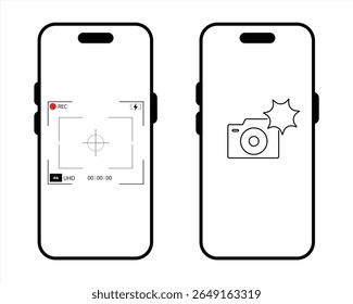 take photo and video icon. Camera and video sign. Photography flash symbol. Phone image symbol. Photo camera icon. Vector illustration