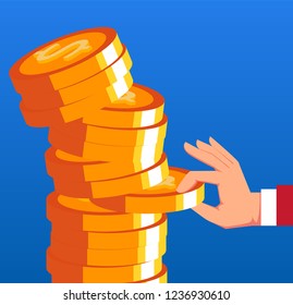 Take a piece of gold from the heap of gold coins