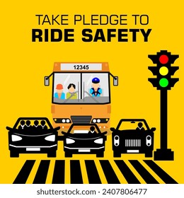 Take pledge to ride safety, poster and banner vector