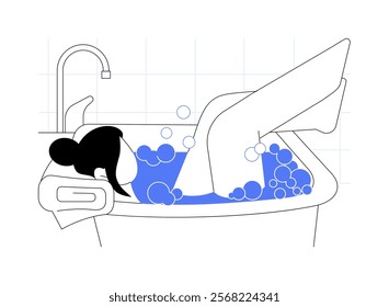 Take relaxing bath isolated cartoon vector illustrations. Young girl lying in the bath, spa therapy, relax time and meditation, recharging day, time for yourself at home vector cartoon.