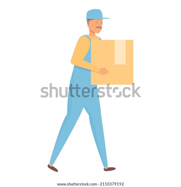 Take relocation box icon cartoon vector. Home
move. Service apartment