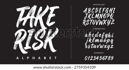 Take Risk Hand Drawn Brush Script Alphabet With Textured Strokes For Dynamic Action Sport Design