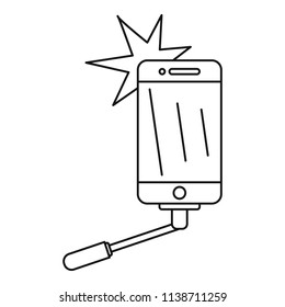 Take selfie icon. Outline take selfie vector icon for web design isolated on white background