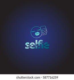 Take A Selfie Icon-Isolated On Blue Background,Vector Illustration,Graphic Design.Fashion Portrait,Trend Concept.For Web Site,Blog,App And Social Network