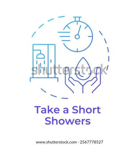 Take short showers blue gradient concept icon. Water saving tip. Environment and household advantages. Round shape line illustration. Abstract idea. Graphic design. Easy to use in booklet