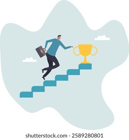 Take small steps to achieve big goal, growing wisely slow and steady to reach target and achieve success, career development .business concept.flat character.