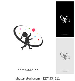 Take a Star Logo Design Template Vector. Reaching Stars Logo Concepts. Creative Symbol - Vector