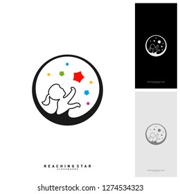 Take a Star Logo Design Template Vector. Reaching Stars Logo Concepts. Creative Symbol - Vector