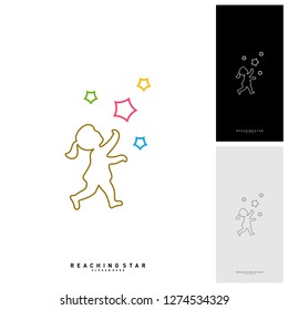 Take a Star Logo Design Template Vector. Reaching Stars Logo Concepts. Creative Symbol - Vector