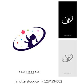 Take a Star Logo Design Template Vector. Reaching Stars Logo Concepts. Creative Symbol - Vector
