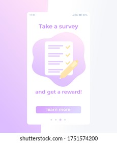 Take A Survey, Mobile Vector Template