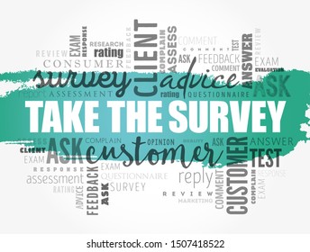 Take the Survey word cloud collage, business concept background