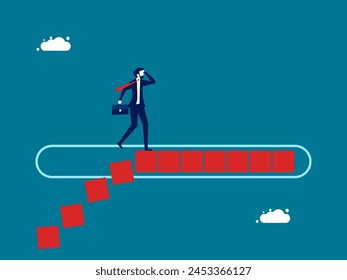 Take time to control your life. Businessman on bar loading vector