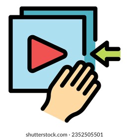 Take touch icon outline vector. App phone. Screen digital color flat