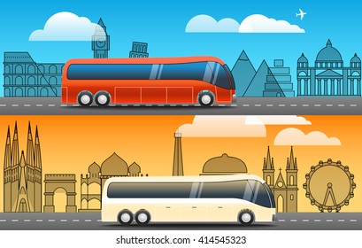 Tome el concepto de viaje de vacaciones. Ilustración de diseño plano