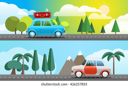 Take Vacation travelling concept. Flat design illustration