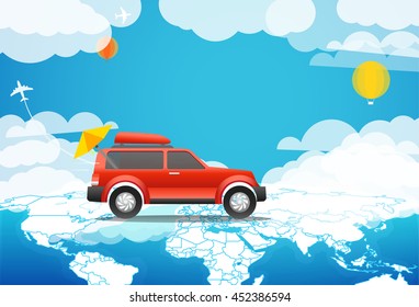 Take Vacation travelling concept. Flat design illustration