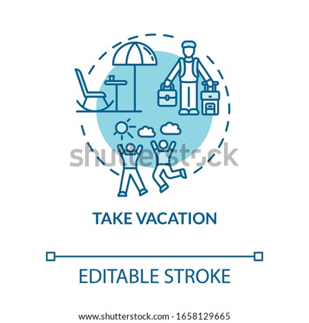 Take vacation turquoise concept icon. Unplug on weekend. Rest from work. Recreation outside. Avoid burnout idea thin line illustration. Vector isolated outline RGB color drawing. Editable stroke