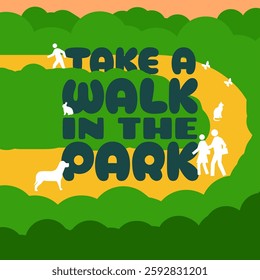 Take a Walk in the Park Day to celebrate on March 30th. Bold text with a background illustration of a garden path with pets and pedestrians.