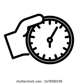 Take wall clock icon. Outline take wall clock vector icon for web design isolated on white background