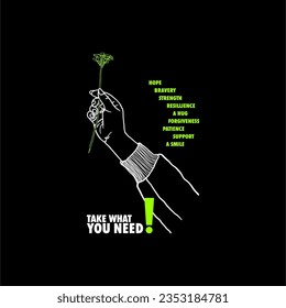 take what you need slogan simple vintage fashion