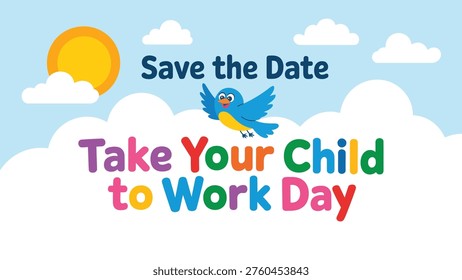 Take Your Child to Work Day illustration with kids workplace learning family career awareness concept colorful modern flat vector design
