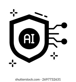 Tome sus manos en este increíble icono de glifo del escudo de seguridad de la IA