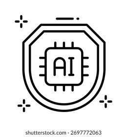 Tome sus manos en este increíble icono de contorno del escudo de seguridad de IA