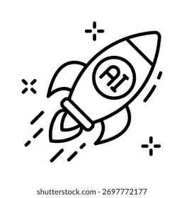 Tome sus manos en este increíble icono de contorno de AI Rocket