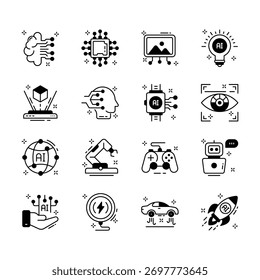 Tome sus manos en este increíble conjunto de iconos de inteligencia artificial en estilo moderno