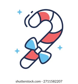 Tome sus manos en este increíble icono de contorno plano de bastón de caramelo