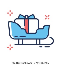 Tome sus manos en este increíble icono de contorno plano de trineo de Santa