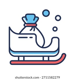Tome sus manos en este increíble icono de contorno plano de trineo de Santa