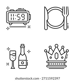 Tome sus manos en estos increíbles iconos de Navidad en estilo de contorno plano