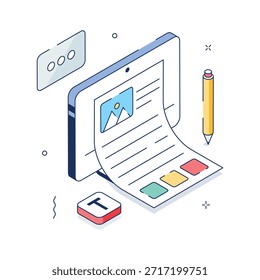 Take your hands on this amazing isometric icon of blogging, content creation