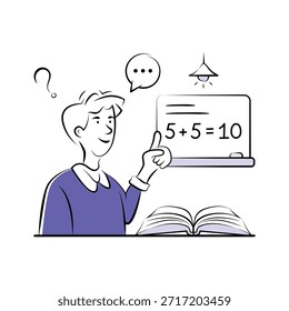 Tome sus manos en esta increíble ilustración de la clase de matemáticas en estilo de moda
