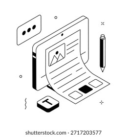 Take your hands on this amazing isometric icon of blogging, content creation