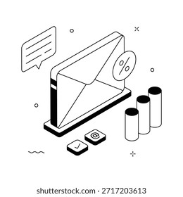 Tome suas mãos nesta incrível ilustração isométrica de marketing por email