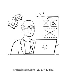 Tome sus manos en esta increíble ilustración dibujada a mano del desarrollo App