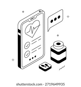 Tome sus manos en esta increíble ilustración de App de la salud en estilo moderno