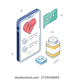 Tome sus manos en esta increíble ilustración de App de la salud en estilo moderno