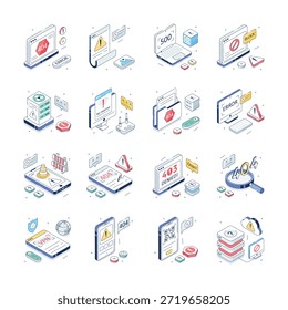 Take your hands on this amazing set of error illustrations in isometric style