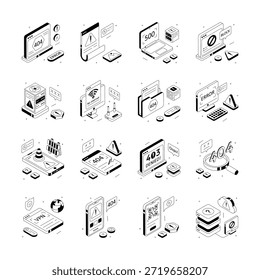 Tome sus manos en este increíble conjunto de ilustraciones de error en estilo isométrico