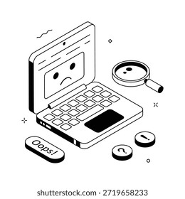 Tome sus manos en esta increíble ilustración isométrica de error informático