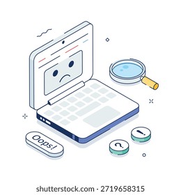 Tome sus manos en esta increíble ilustración isométrica de error informático