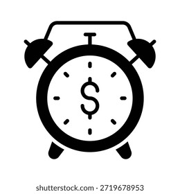 Tome sus manos en este increíble icono de reloj con signo de dólar, concepto de tiempo es dinero
